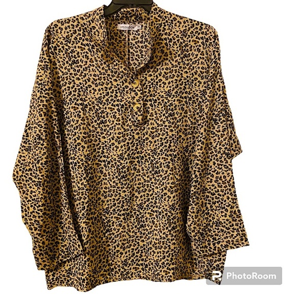 MissLook Women’s Plus Size 2xl Long Sleeves Pullover Cheetah Print Blouse - Picture 8 of 8